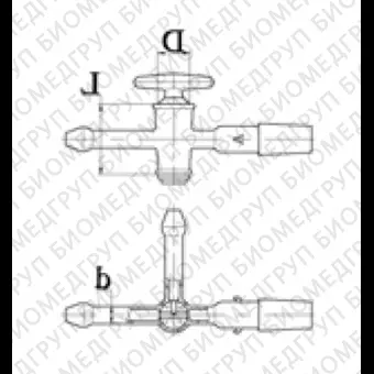 Кран химический, трёхходовой, Тобразный, диаметр 2,5 мм, стекло, шлиф 14/23, Россия, 3419