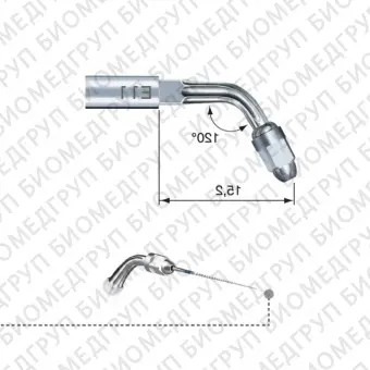 E11  эндодонтическая насадка к скейлерам Varios для файлов 120, для передних зубов
