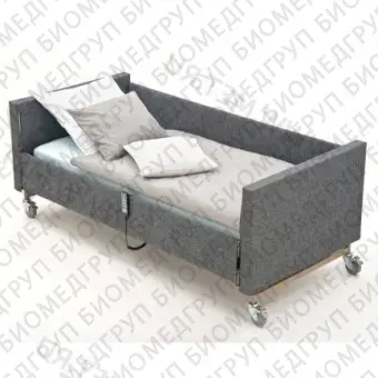 Кровать медицинская функциональная в текстильном чехле, цвет серый