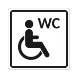 Плоскостной знак Туалет доступный для инвалидов на кресле-коляске 150х150 черный на белом