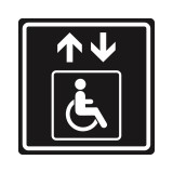 Плоскостной знак Лифт для инвалидов на креслах-колясках 150х150 белый на черном