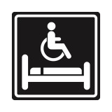 Плоскостной знак Комната длительного отдыха для инвалидов 250х250 белый на черном
